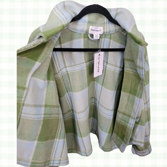 FOR THE REPUBLIC Classic Short Jacket in Blue Green Plaid Women's Size XL/TG - Picture 5 of 16